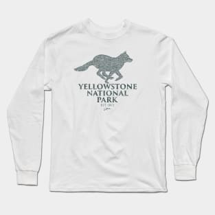 Yellowstone National Park Running Wolf Long Sleeve T-Shirt